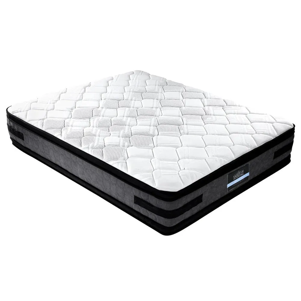 King Premium Package | Bedzy Luxe Halcyon Bed Frame Black, Luna Series Euro Top Mattress (Medium Firm) & Bamboo Mattress Topper!