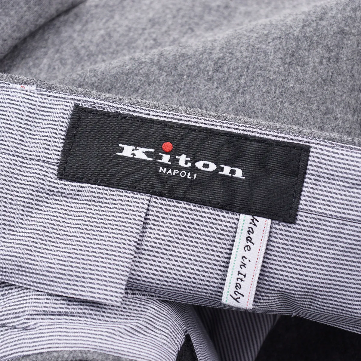 Kiton Button-Fly Flannel Wool Pants