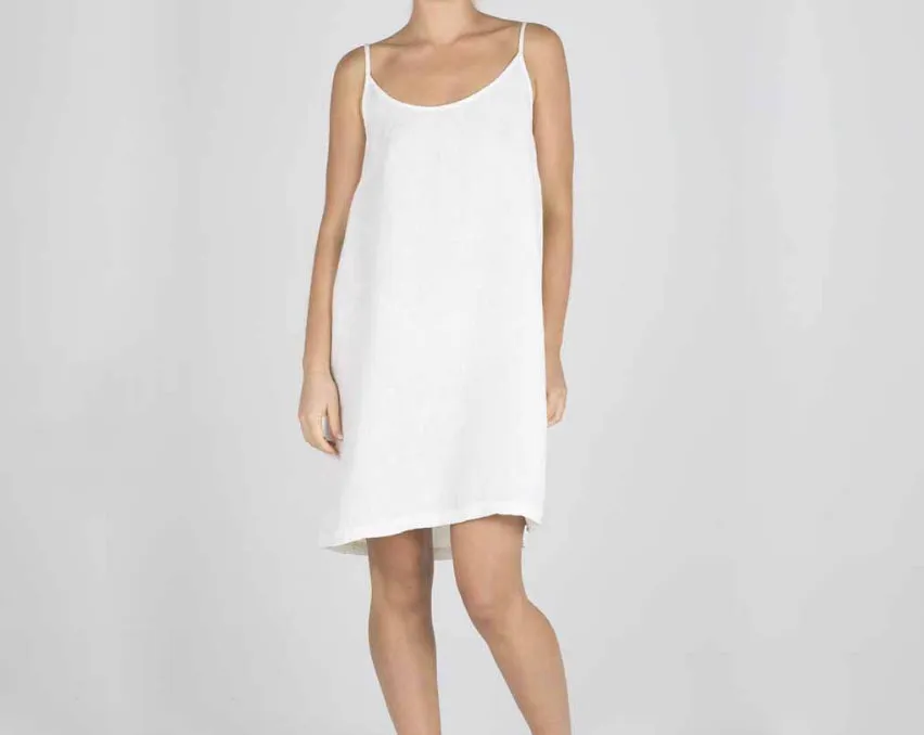 LINEN SLIP DRESS WHITE M/L