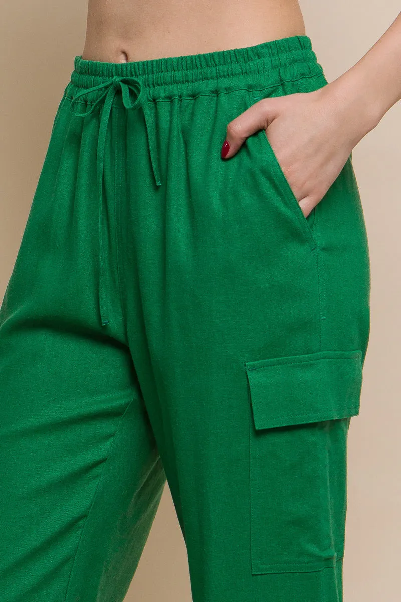 Linen Straight Leg Cargo Pants - 3 colors - Ships from The USA