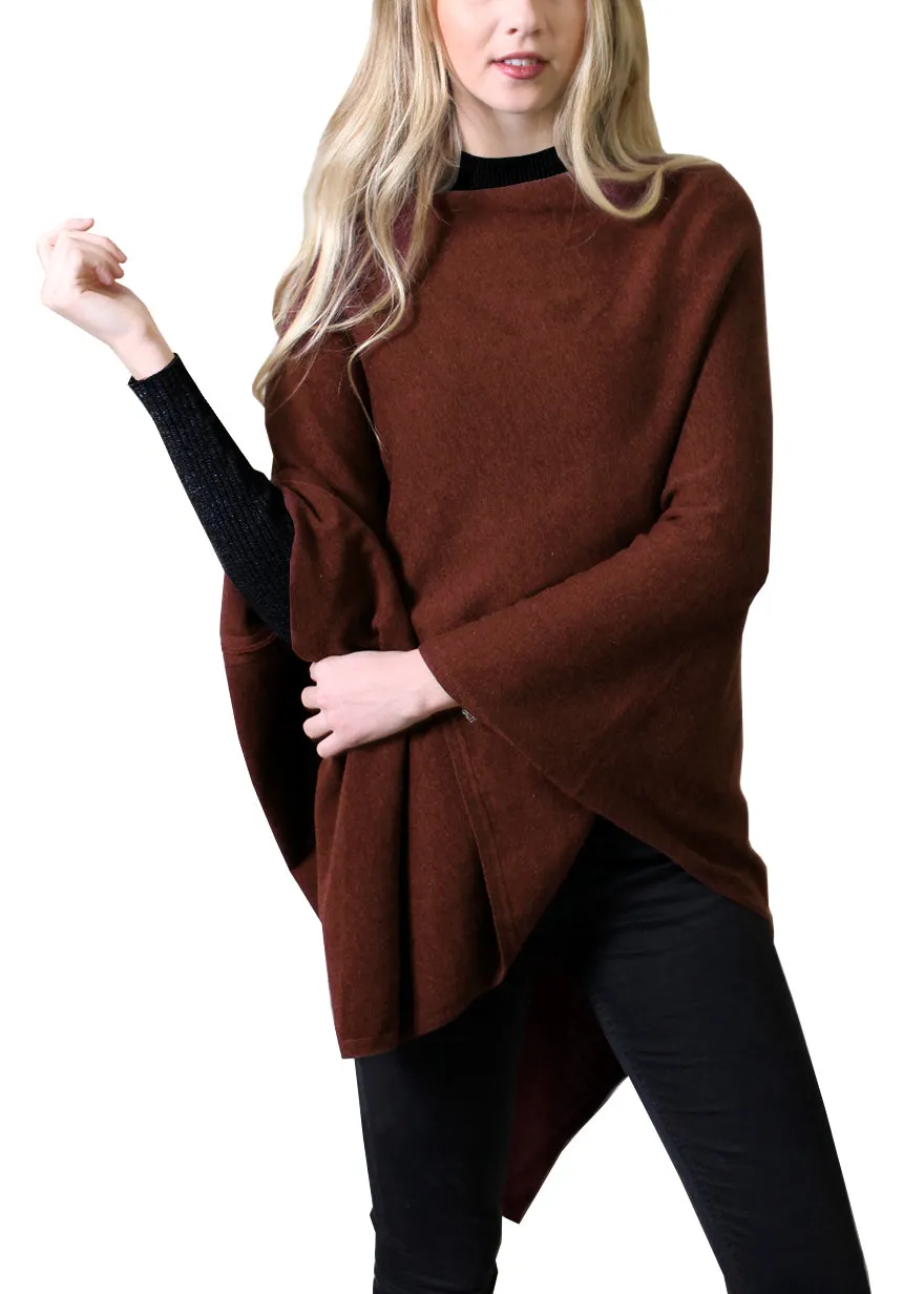 Loving Thread Women's Organic Sweater Knit Boatneck Poncho Wrap