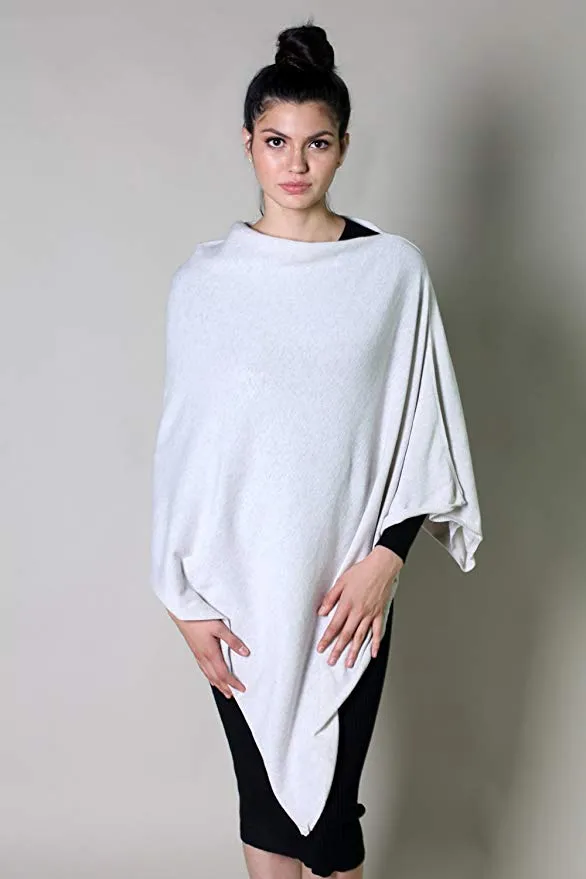 Loving Thread Women's Organic Sweater Knit Boatneck Poncho Wrap