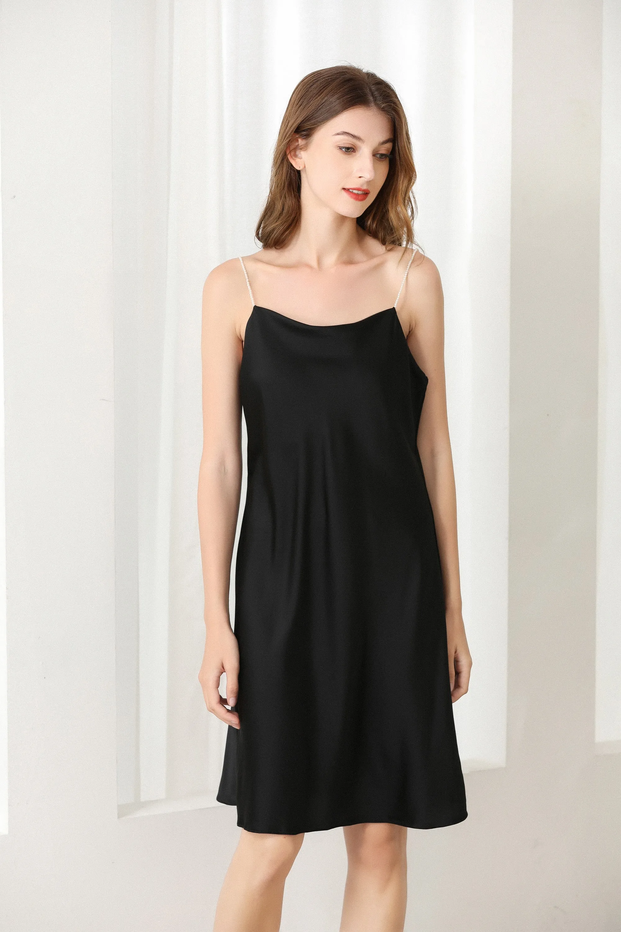 Lykke Home | 19 Momme Black  Mulberry Silk Dreaming Dress