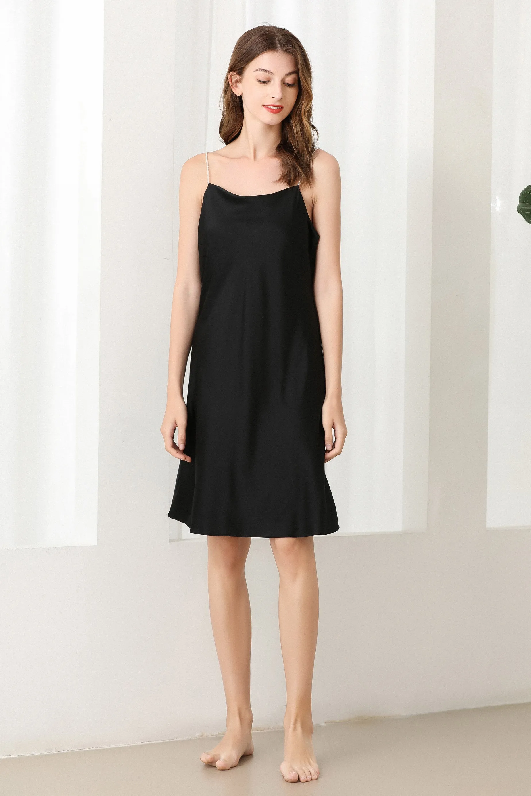 Lykke Home | 19 Momme Black  Mulberry Silk Dreaming Dress