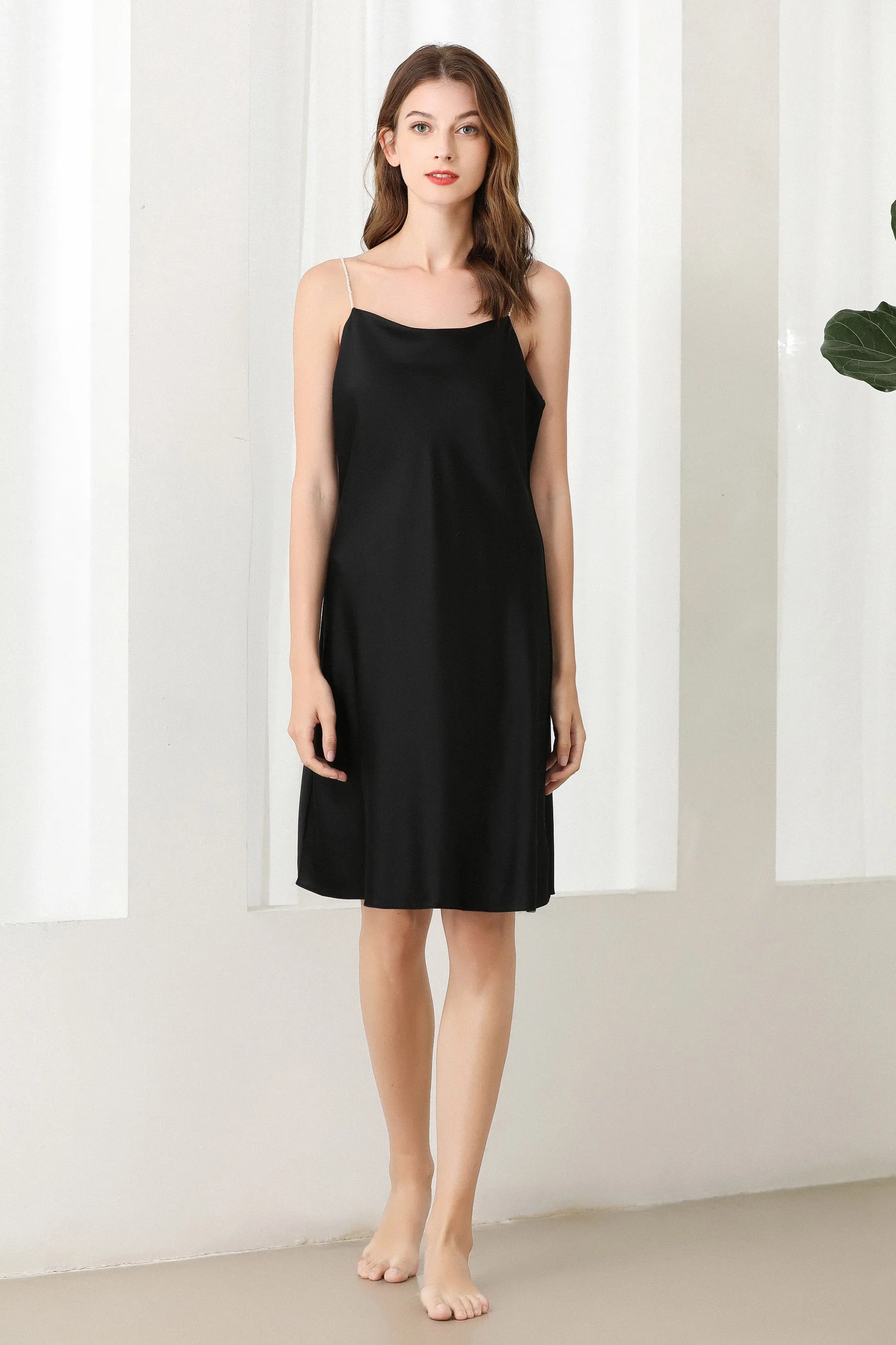 Lykke Home | 19 Momme Black  Mulberry Silk Dreaming Dress