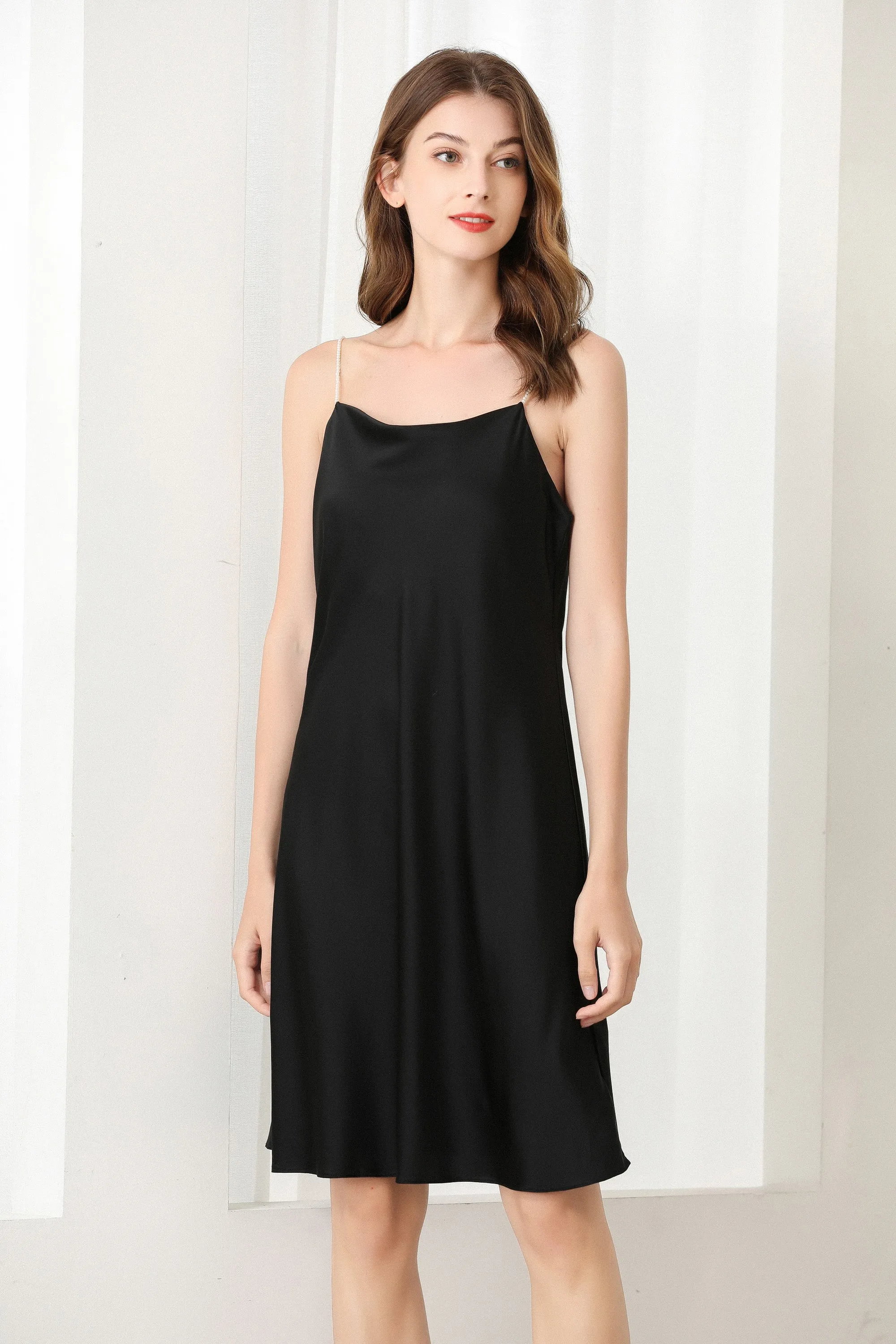 Lykke Home | 19 Momme Black  Mulberry Silk Dreaming Dress