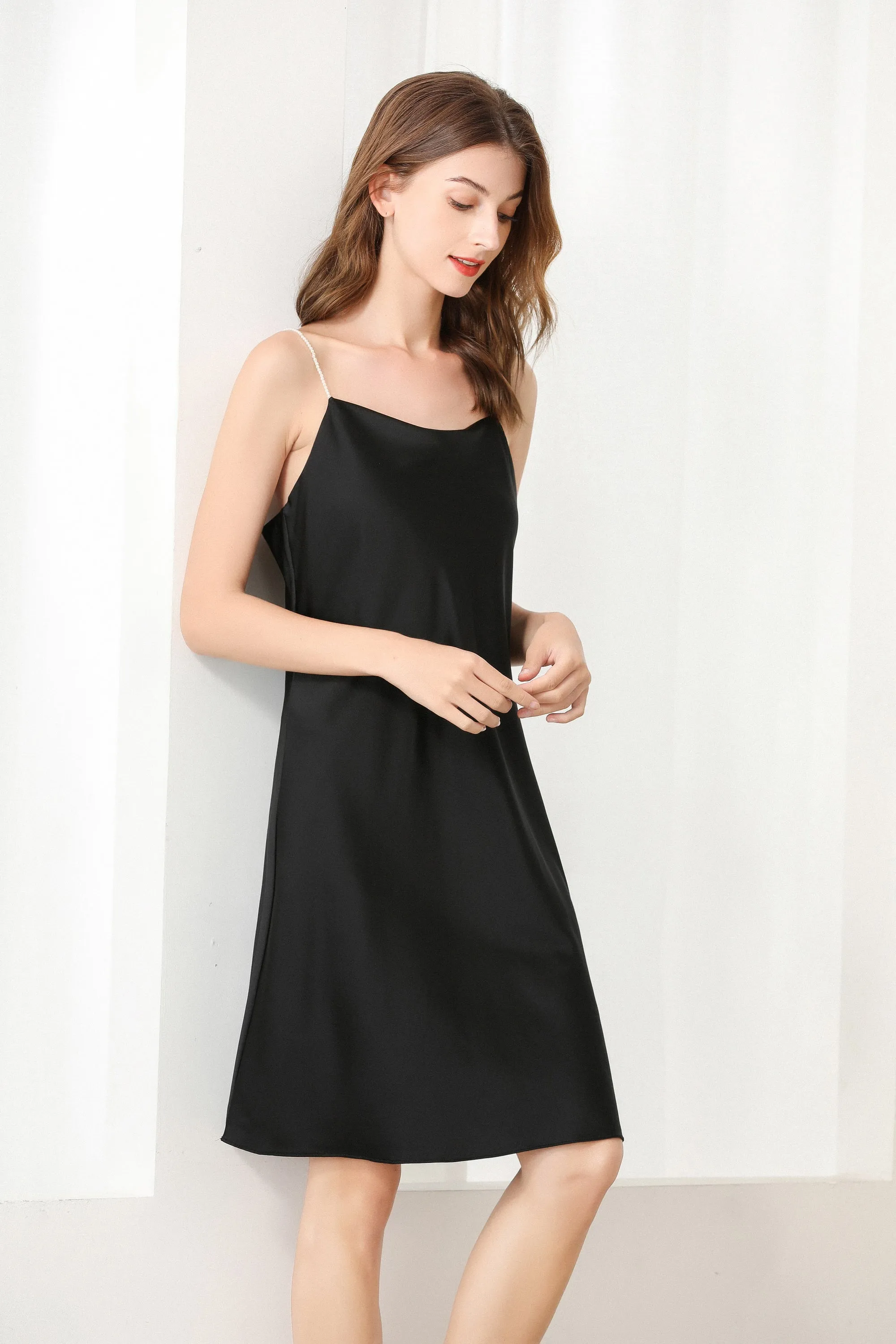 Lykke Home | 19 Momme Black  Mulberry Silk Dreaming Dress