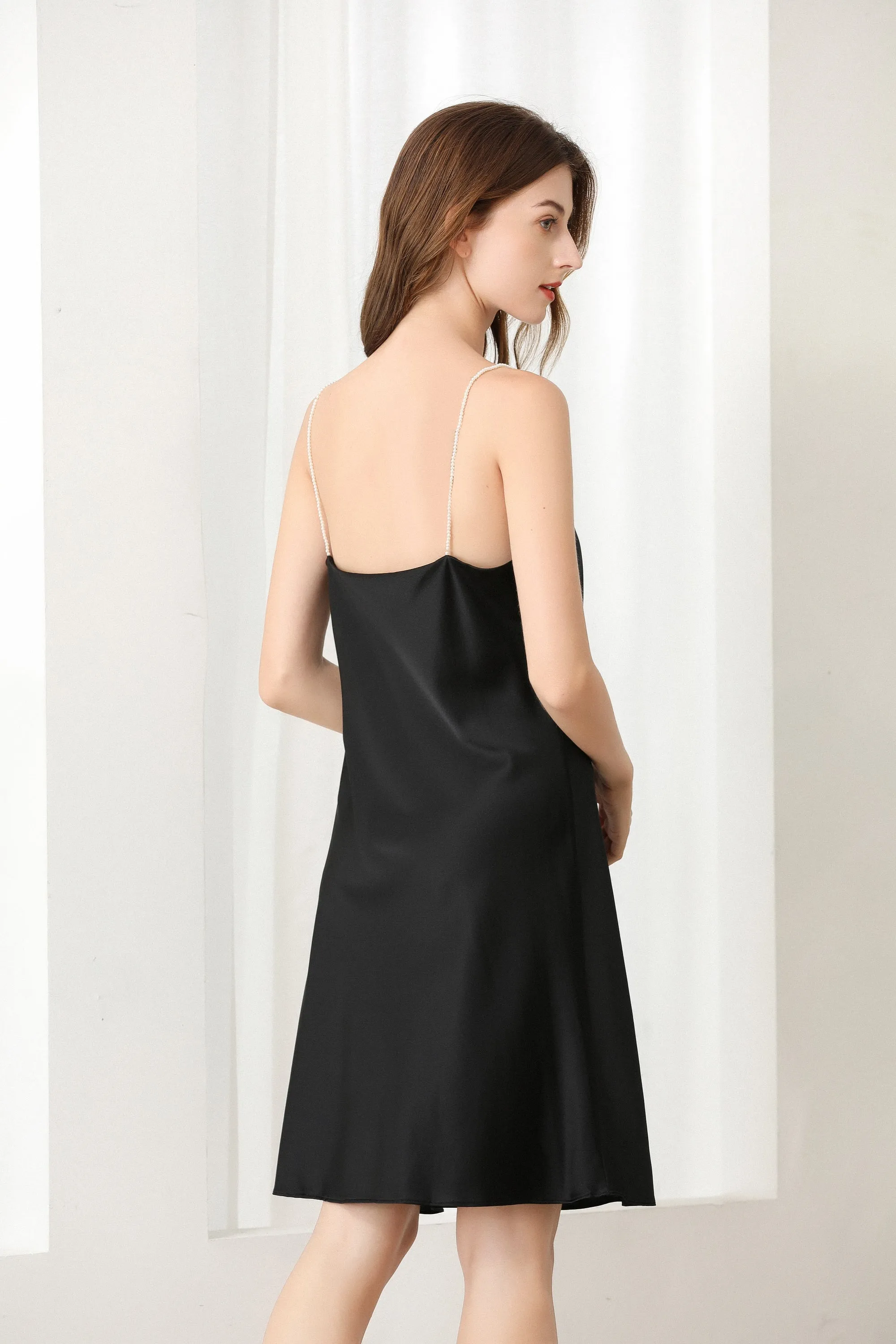 Lykke Home | 19 Momme Black  Mulberry Silk Dreaming Dress