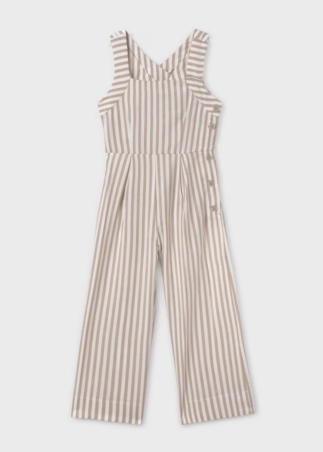 Mayoral Girls Beige Striped Pants Jumpsuit