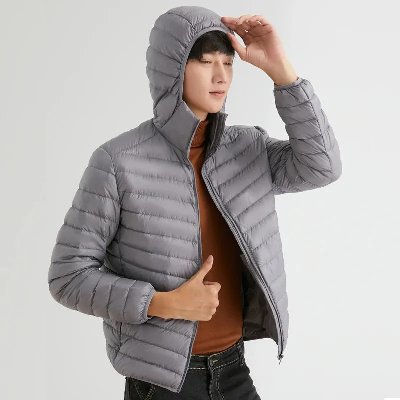 Men Ultra Light 90% Duck Down Hooded Jacket