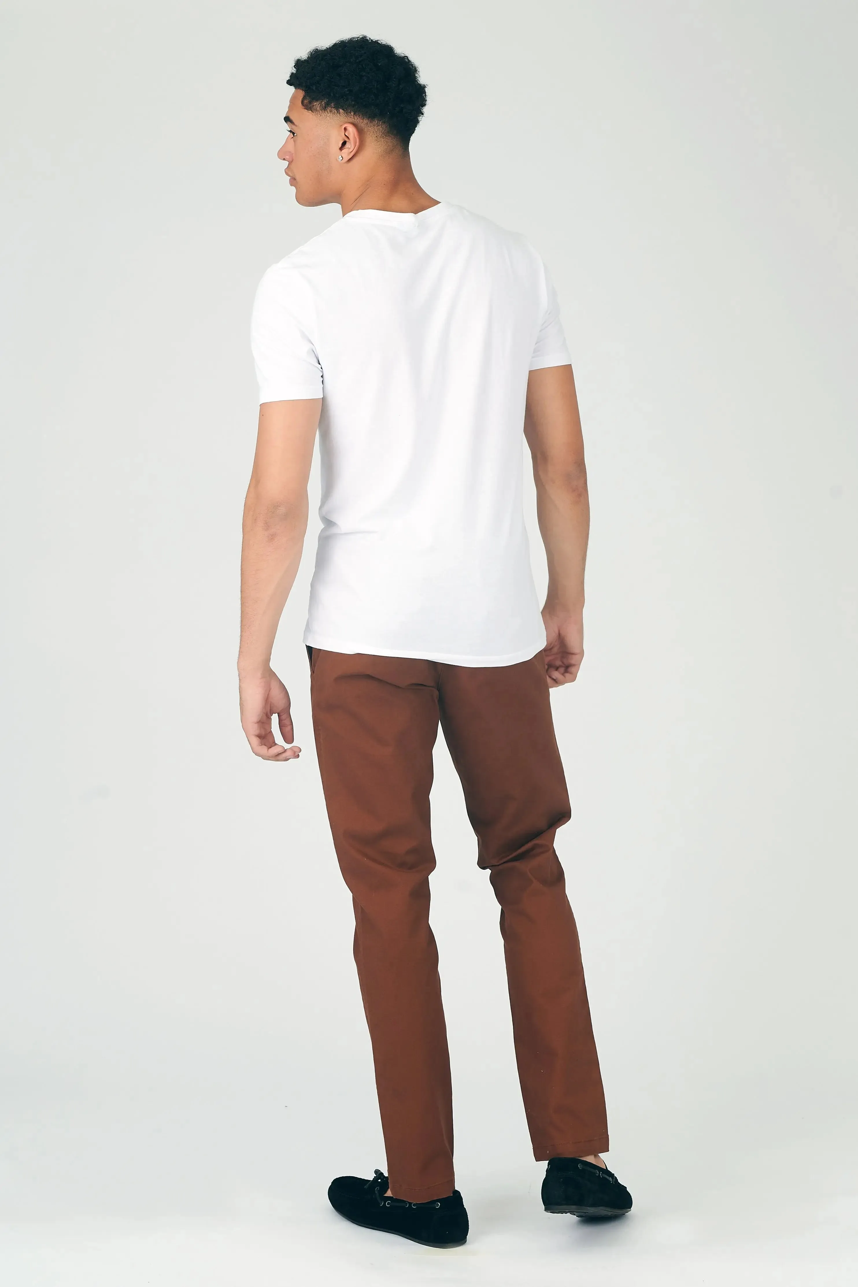 Men's Slim Fit Stretch Chino Trouser - Rust Brown