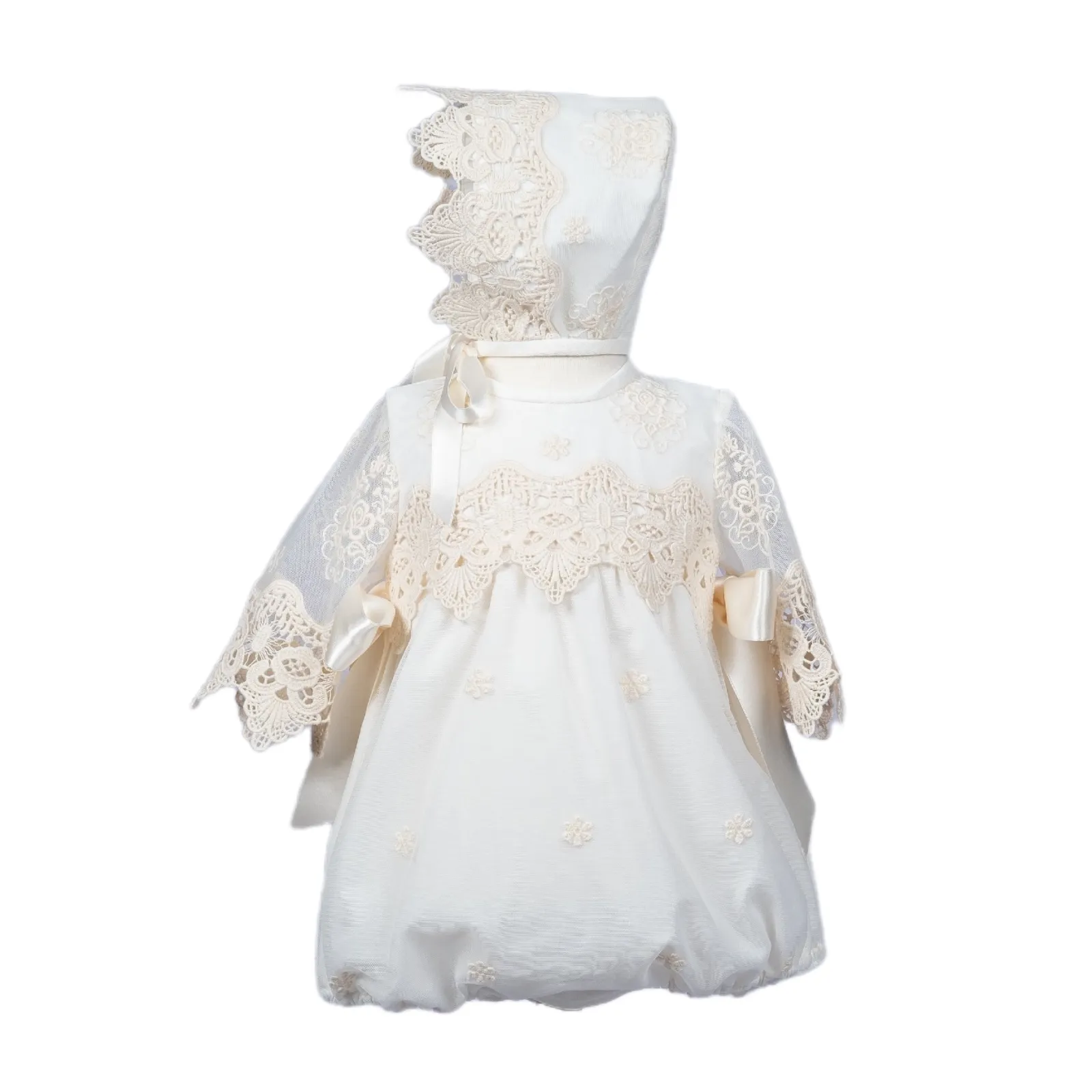 Mikimama Tulle and guipure Romper with Bonnet