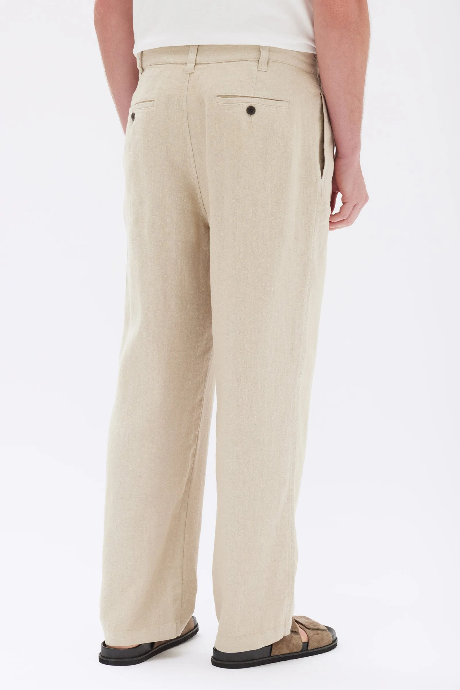 Miles Pleated Linen Chino