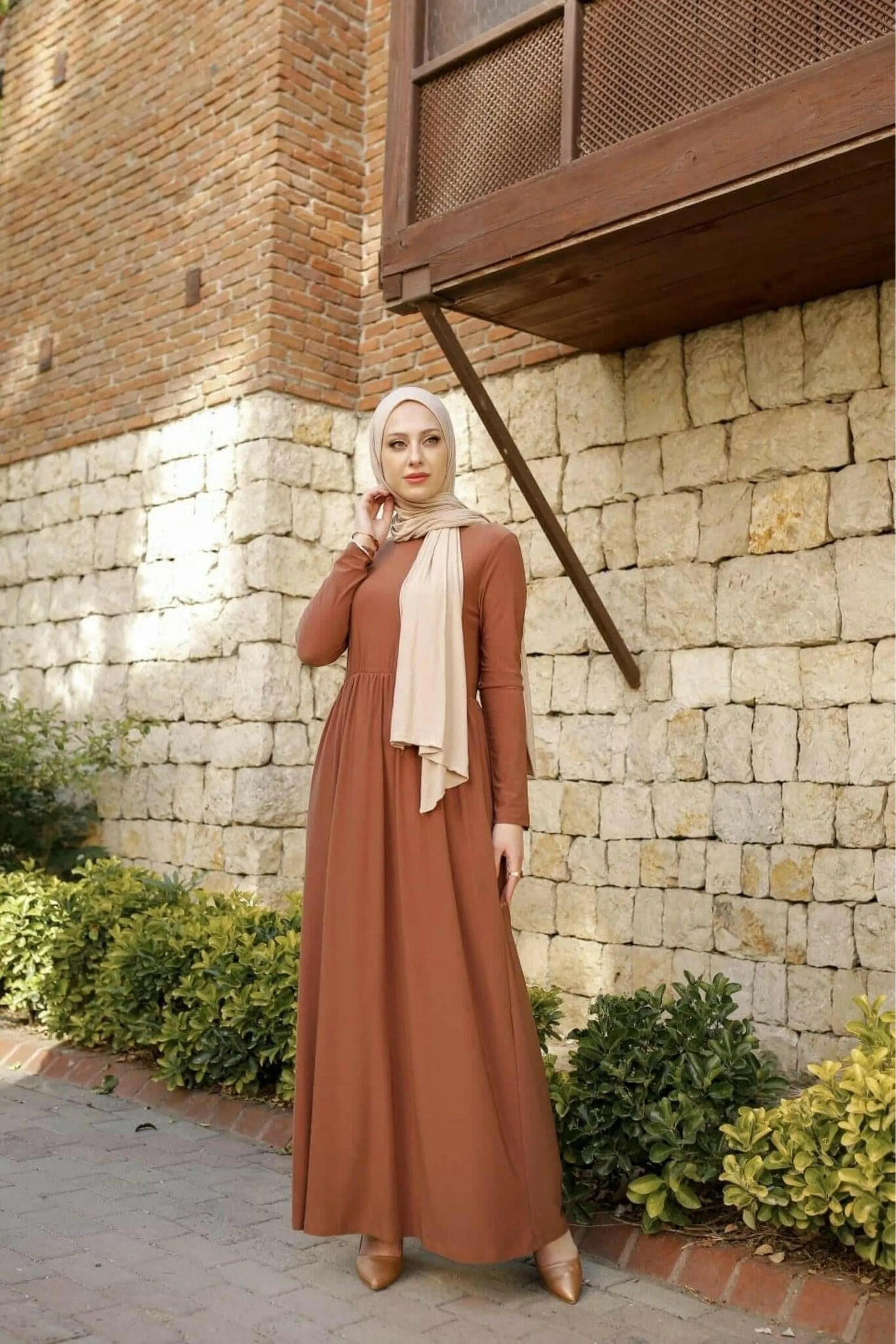 Natalia Long Maxi in Jersey with Side Pockets