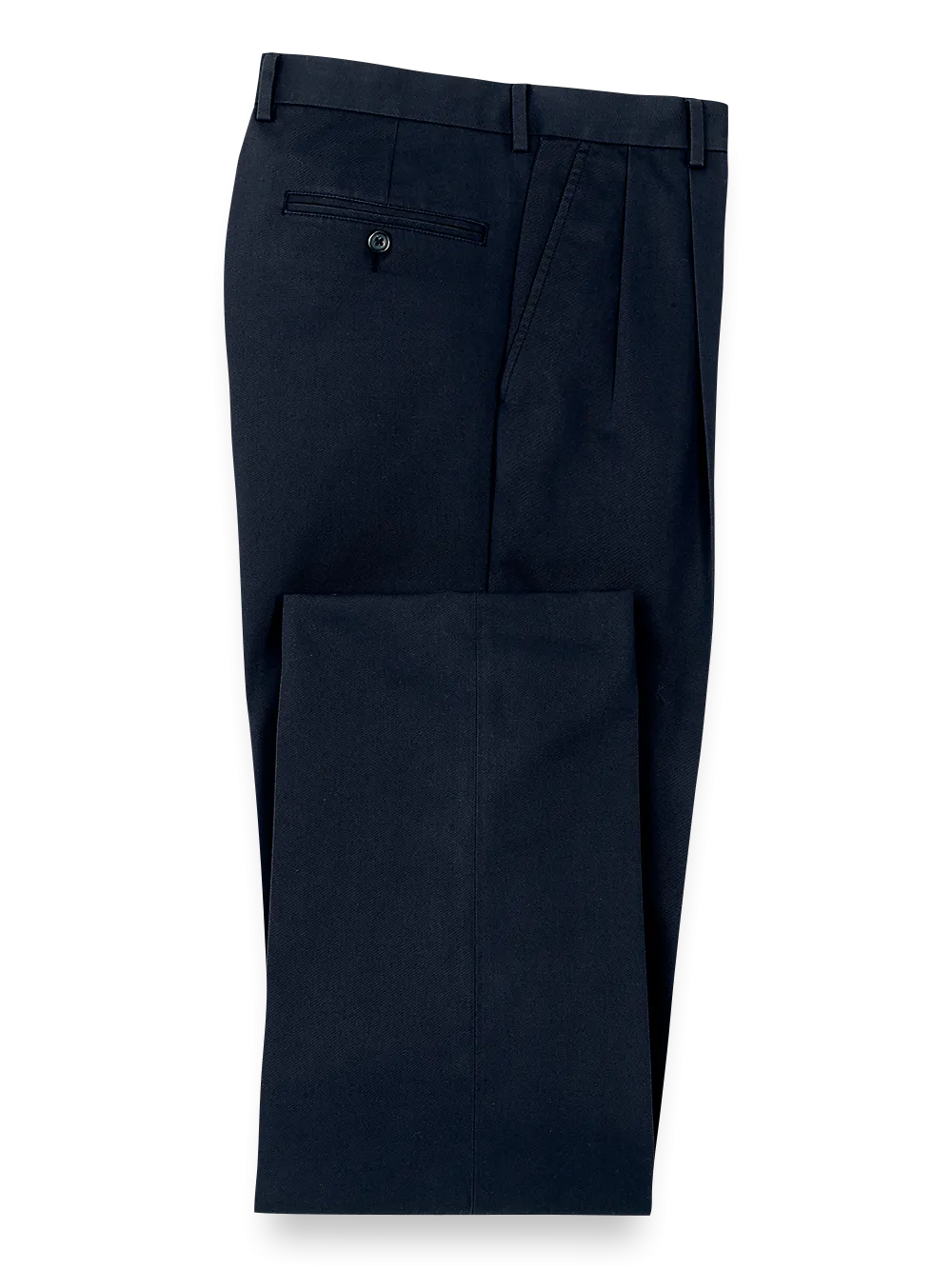 Non Iron Chino Pleated Pants - Navy