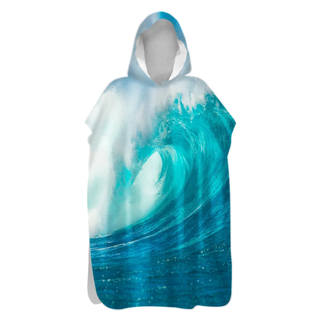 Ocean Wave Hooded Beach Poncho