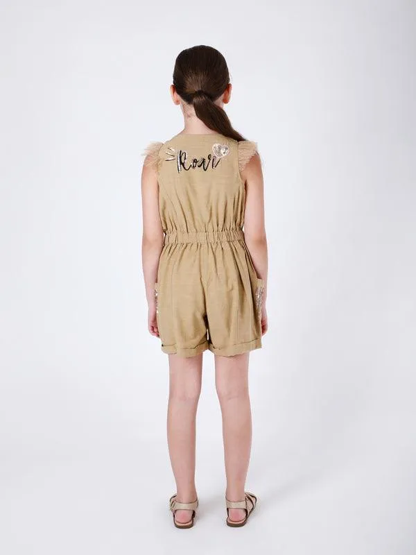 One Friday Beige Solid Jumpsuit