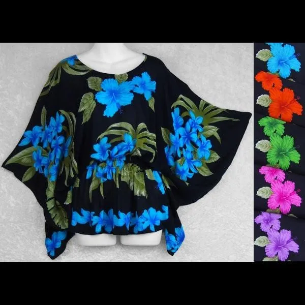 Orchid and Hibiscus Butterfly Poncho Top