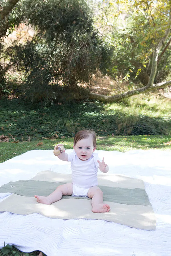 Organic Baby Blanket - Roly Blanket™ Olive Green/Beige