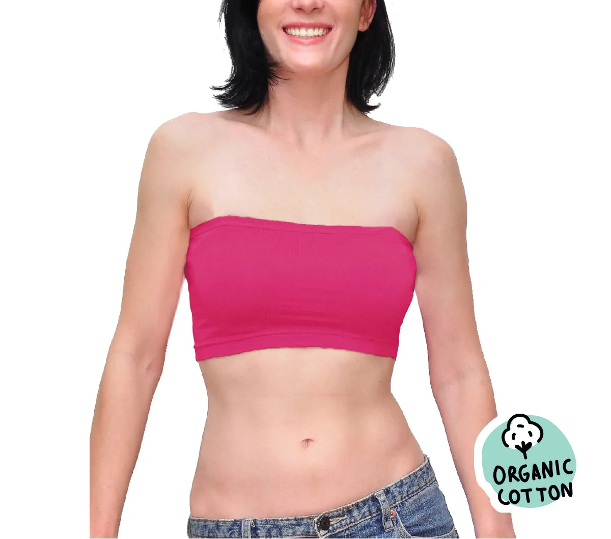 ORGANIC COTTON BASIC SHORT TUBE TOP PACK OF 3 (NUDE/FUCHSIA/PINK)