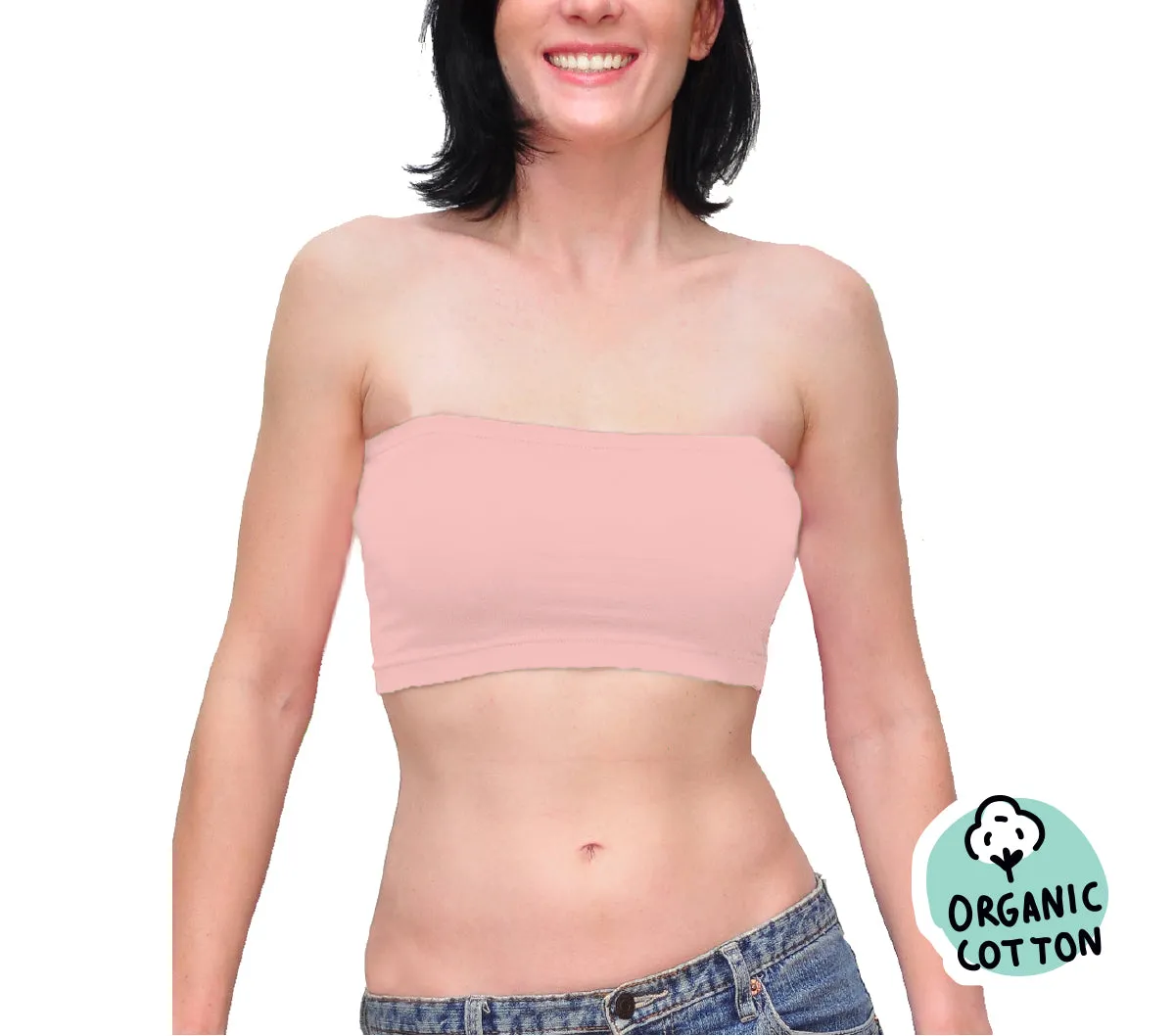 ORGANIC COTTON BASIC SHORT TUBE TOP PACK OF 3 (NUDE/FUCHSIA/PINK)