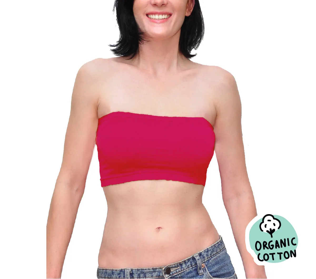 ORGANIC COTTON BASIC SHORT TUBE TOP PACK OF 3 (NUDE/PINK/RED)