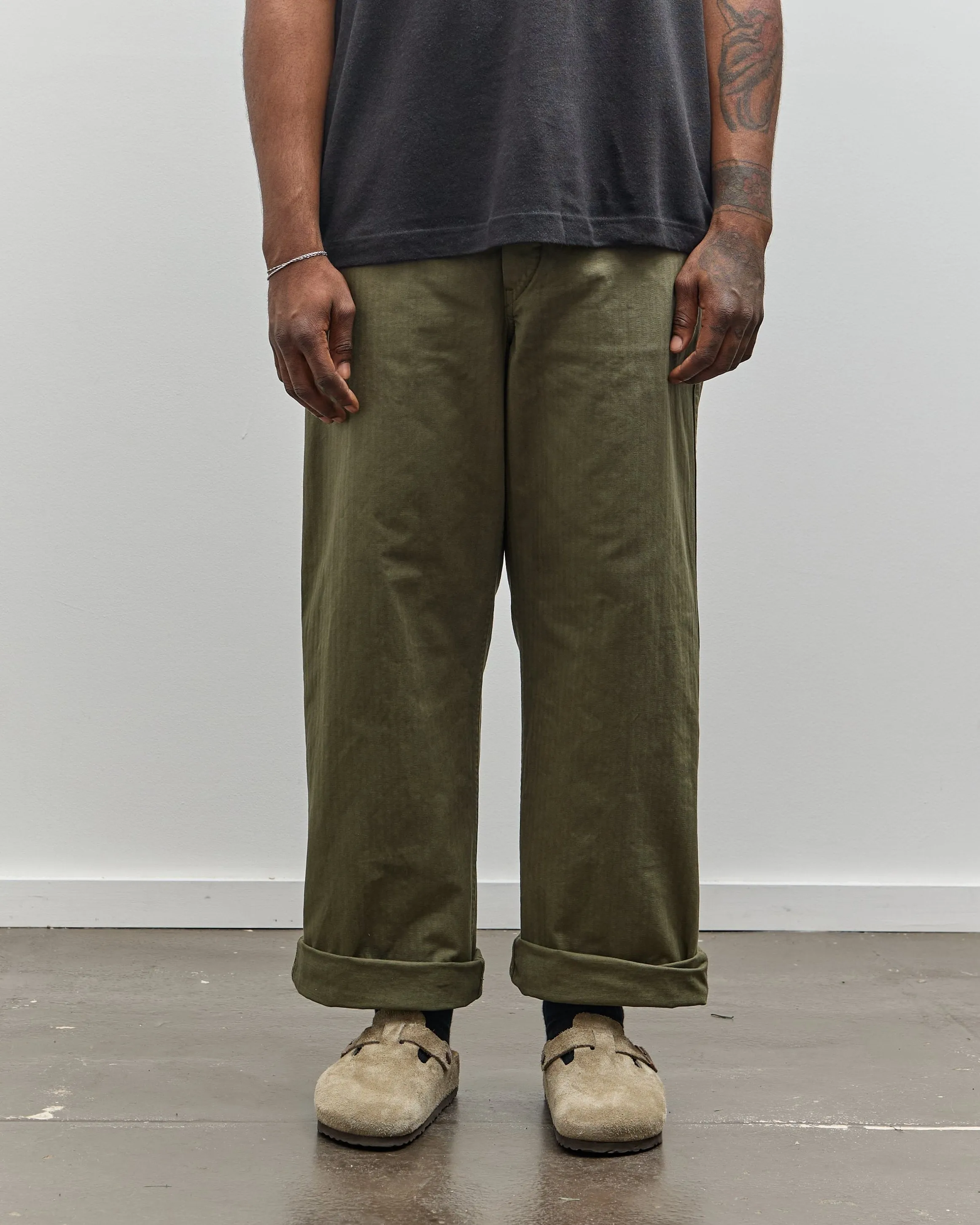 orSlow Wide Fit French Work Pant, Army Green