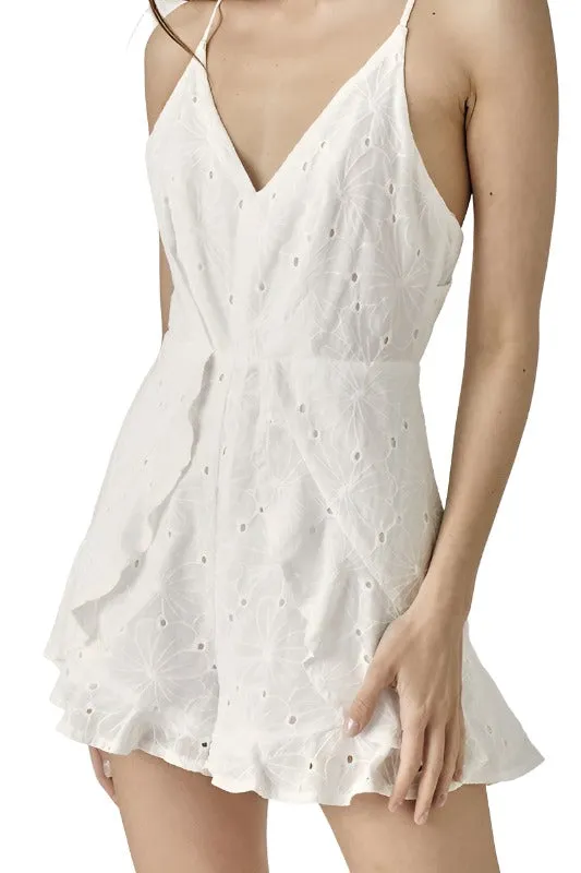 Overlap Ruffled Cami Romper