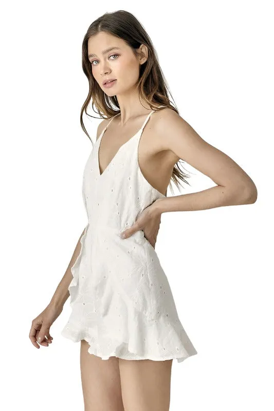 Overlap Ruffled Cami Romper