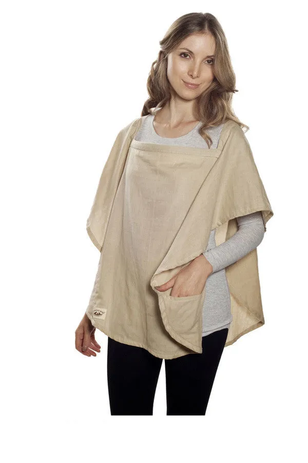 Personalized Nursing Cover  - 100% Cotton Muslin Beige Oval