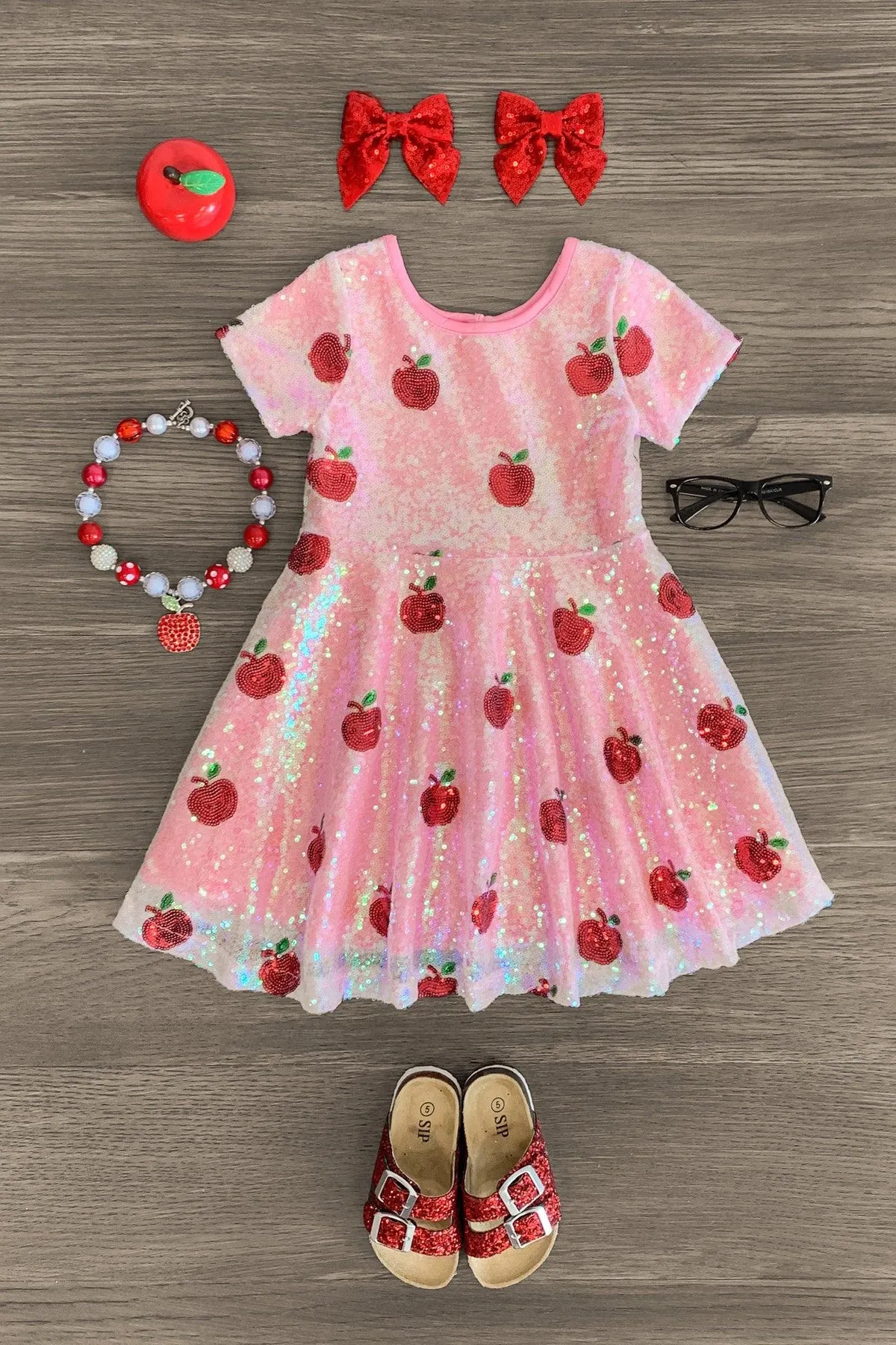 Pink Sequin Apple Dress