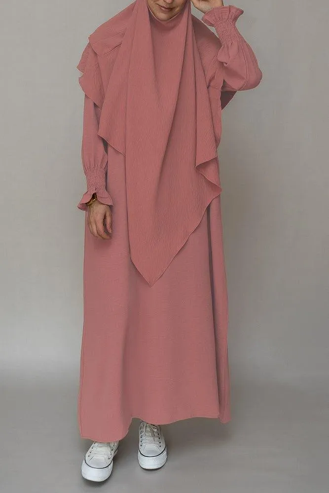 Pinky prayer gown umrah abaya dress non-wrinkling