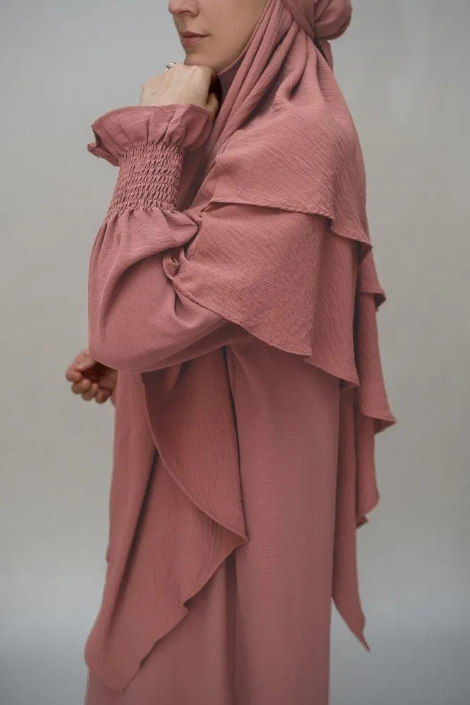 Pinky prayer gown umrah abaya dress non-wrinkling