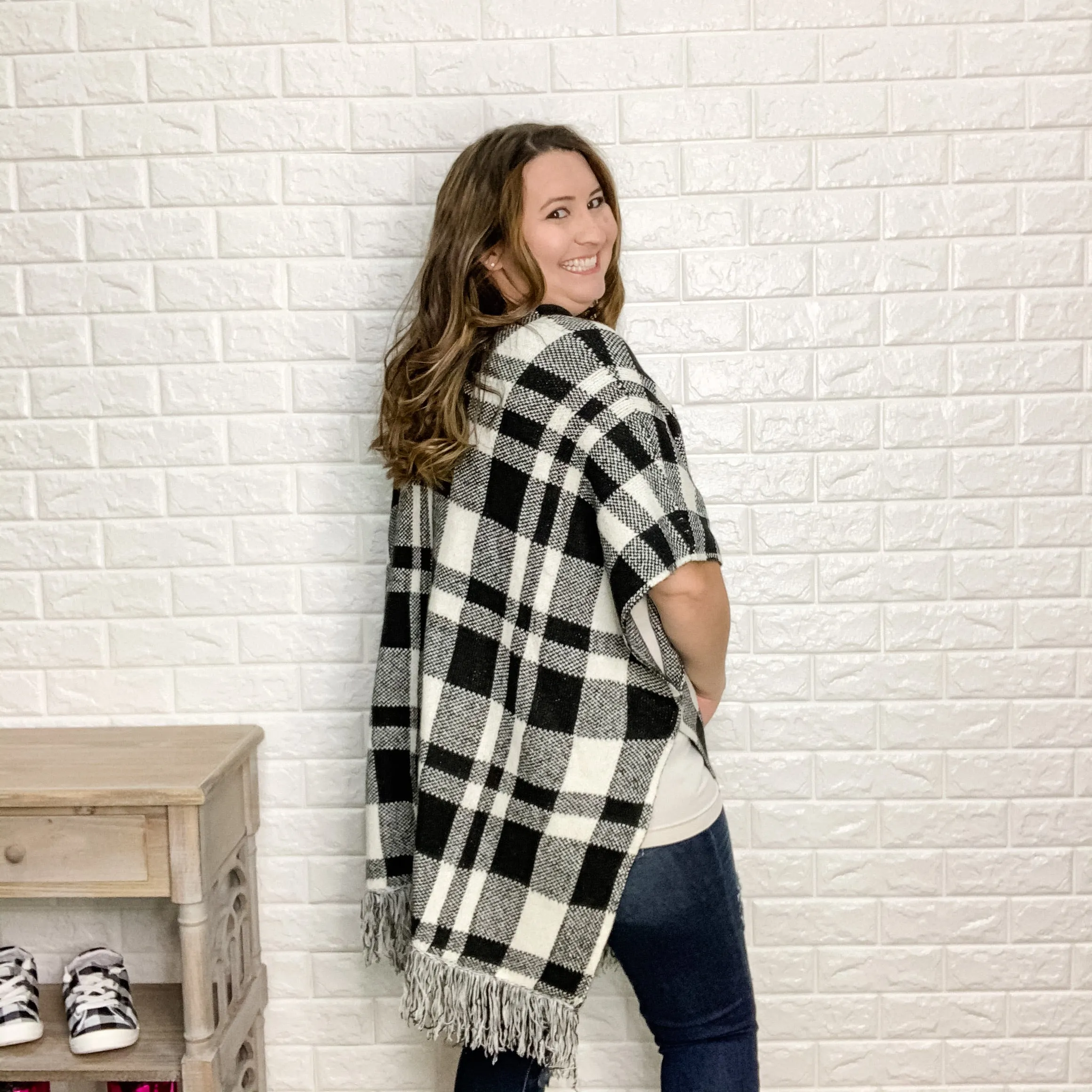 Plaid Poncho Cape