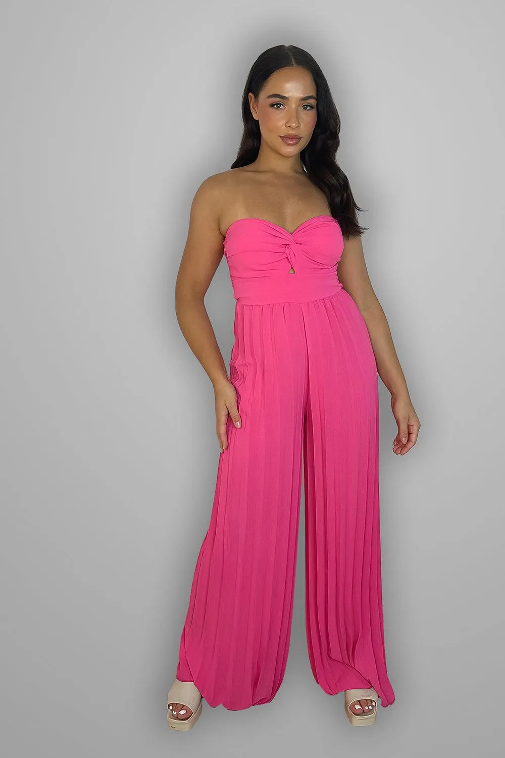 Pleated Legs Bandeau Jumpsuit