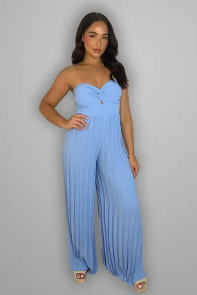 Pleated Legs Bandeau Jumpsuit