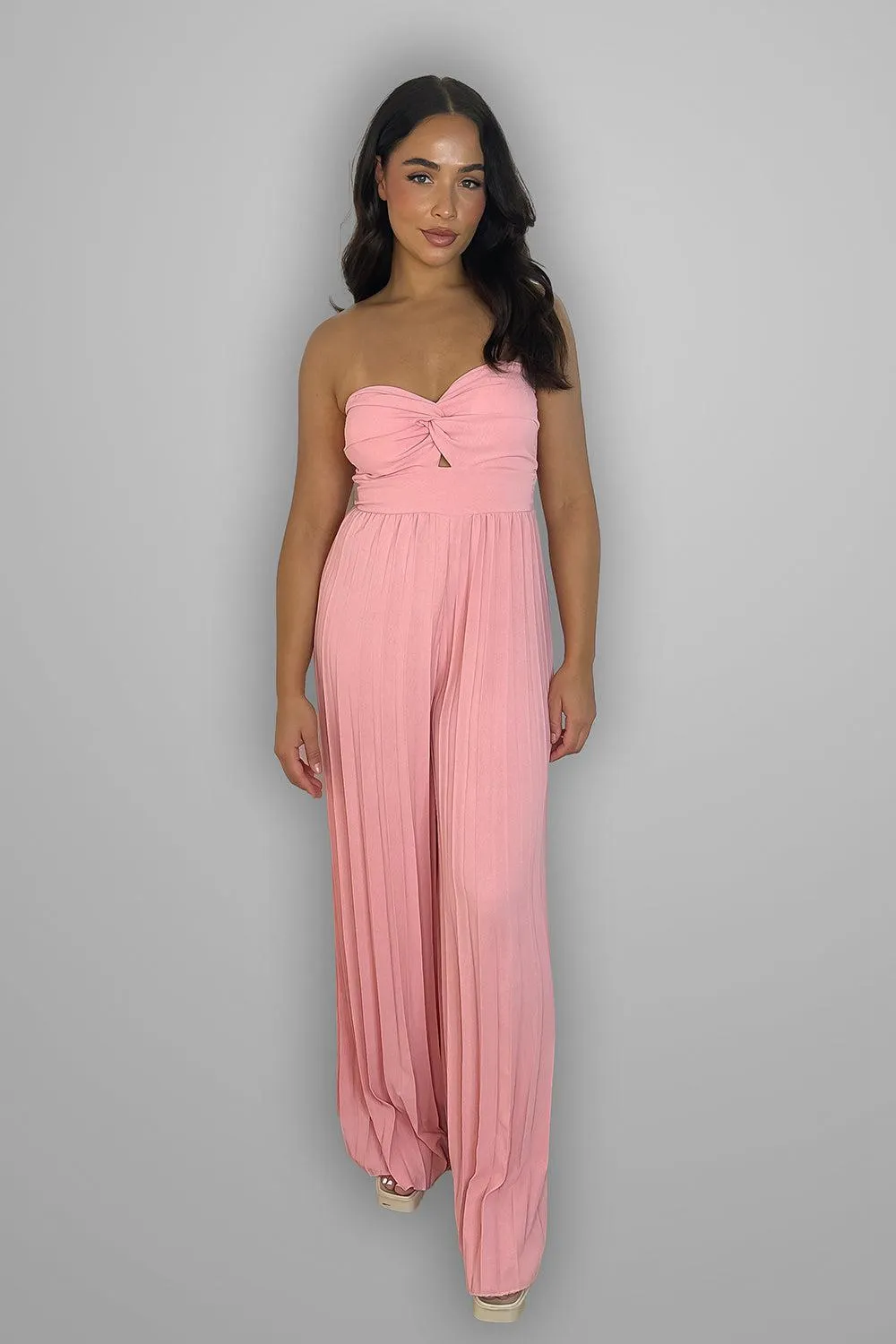 Pleated Legs Bandeau Jumpsuit