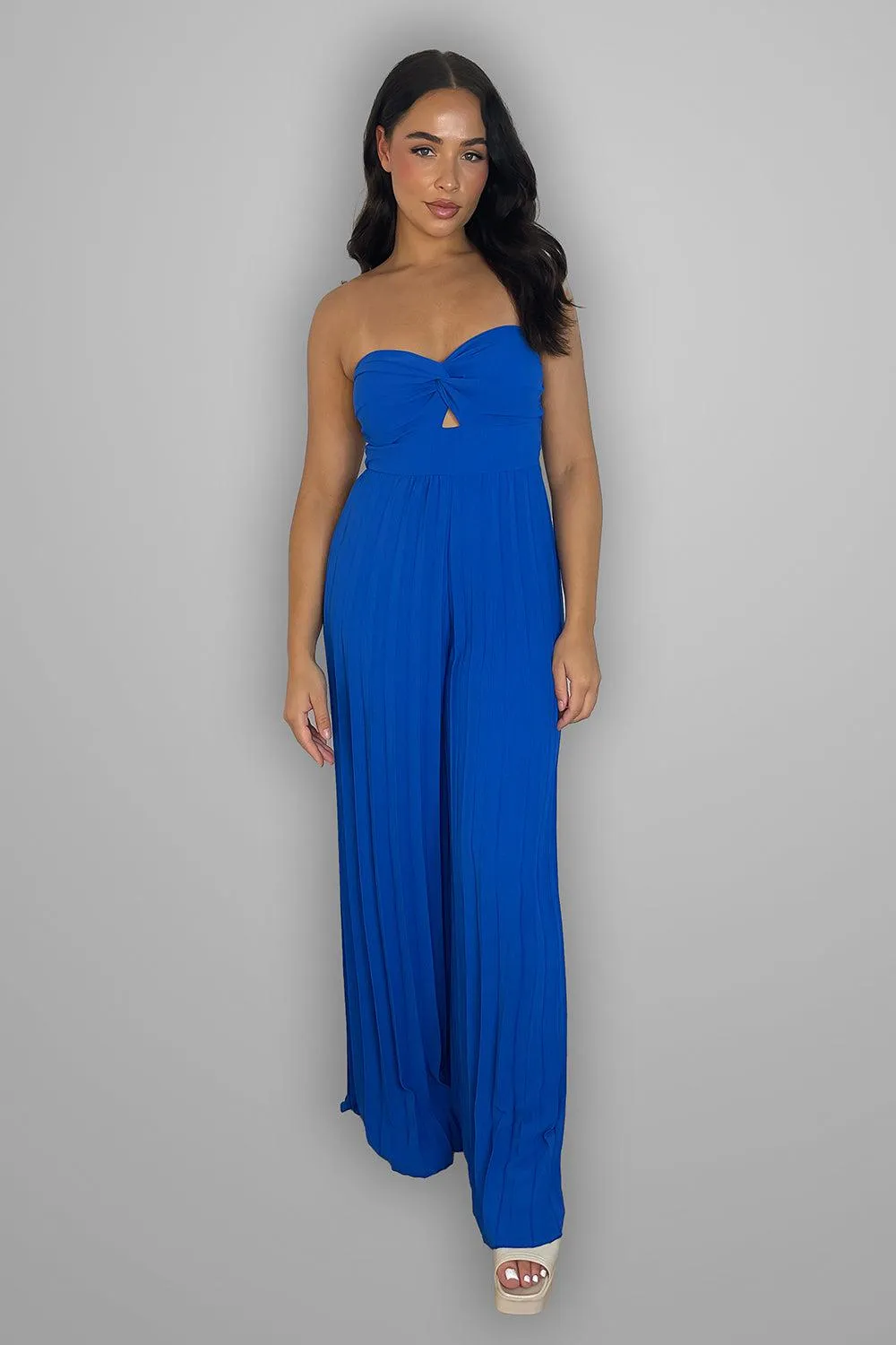 Pleated Legs Bandeau Jumpsuit