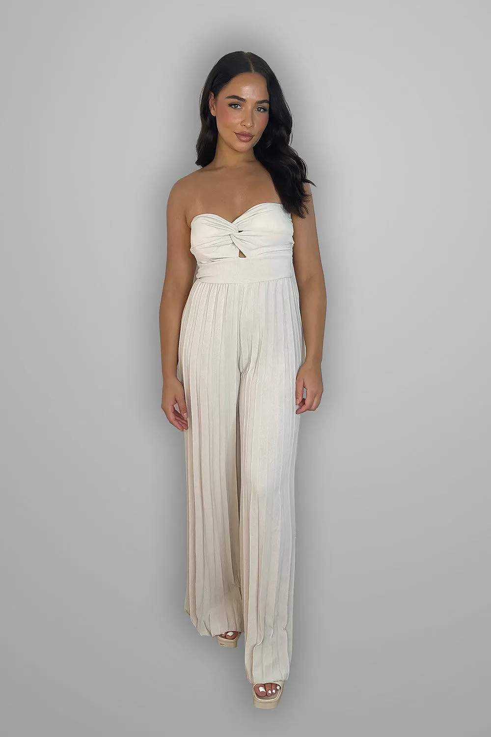 Pleated Legs Bandeau Jumpsuit