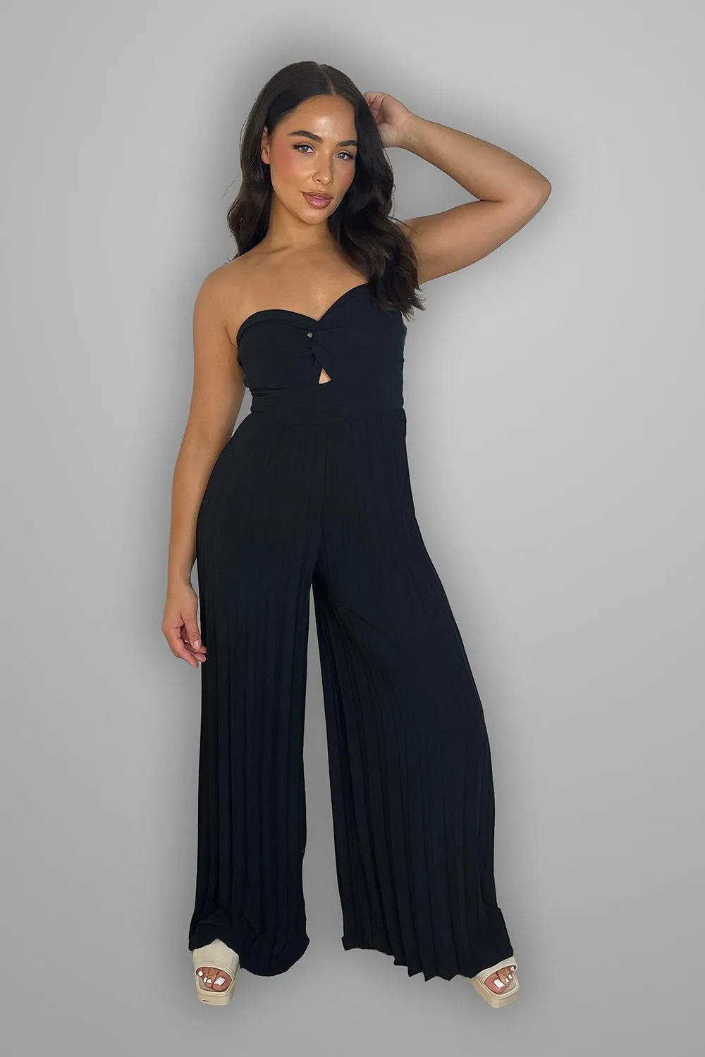 Pleated Legs Bandeau Jumpsuit