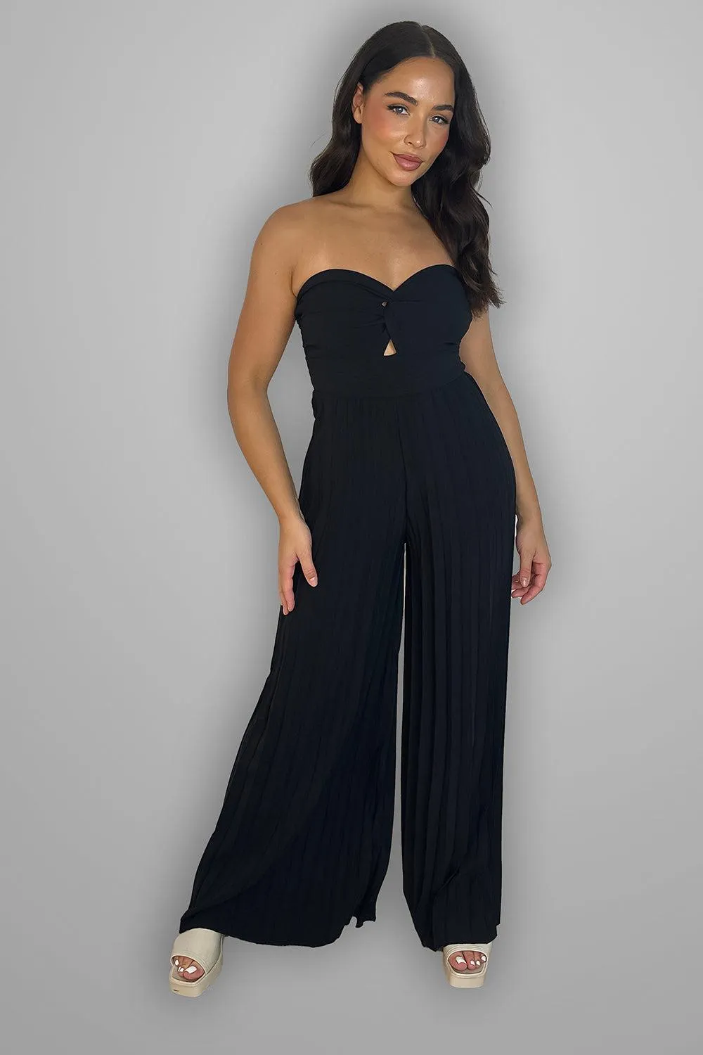 Pleated Legs Bandeau Jumpsuit