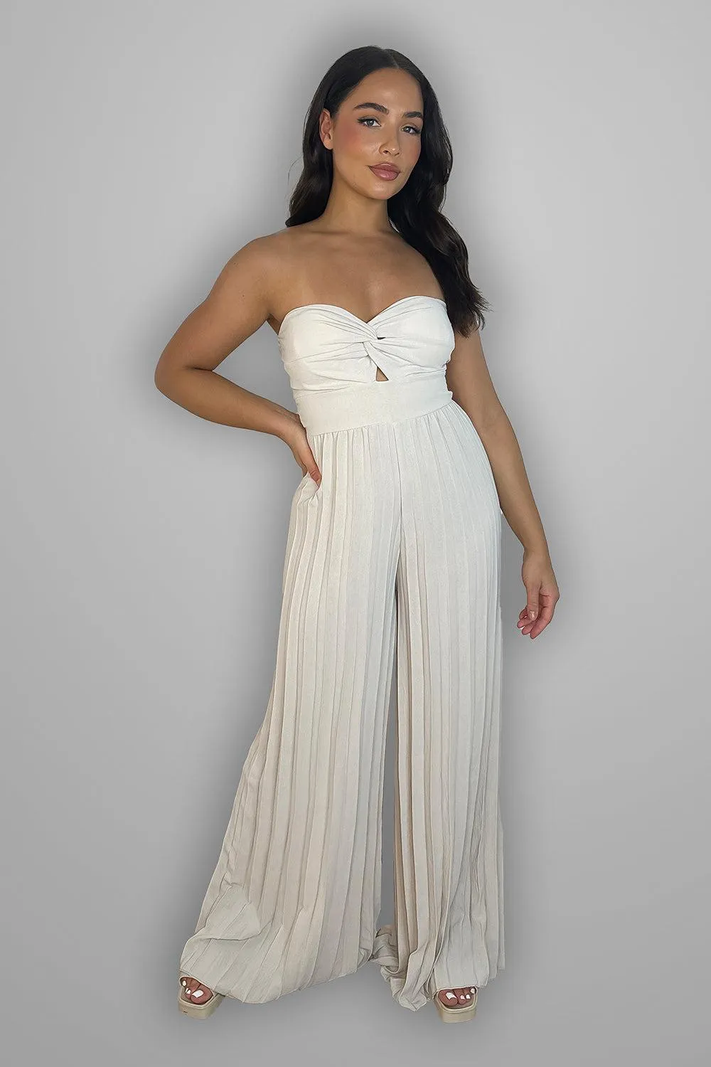 Pleated Legs Bandeau Jumpsuit