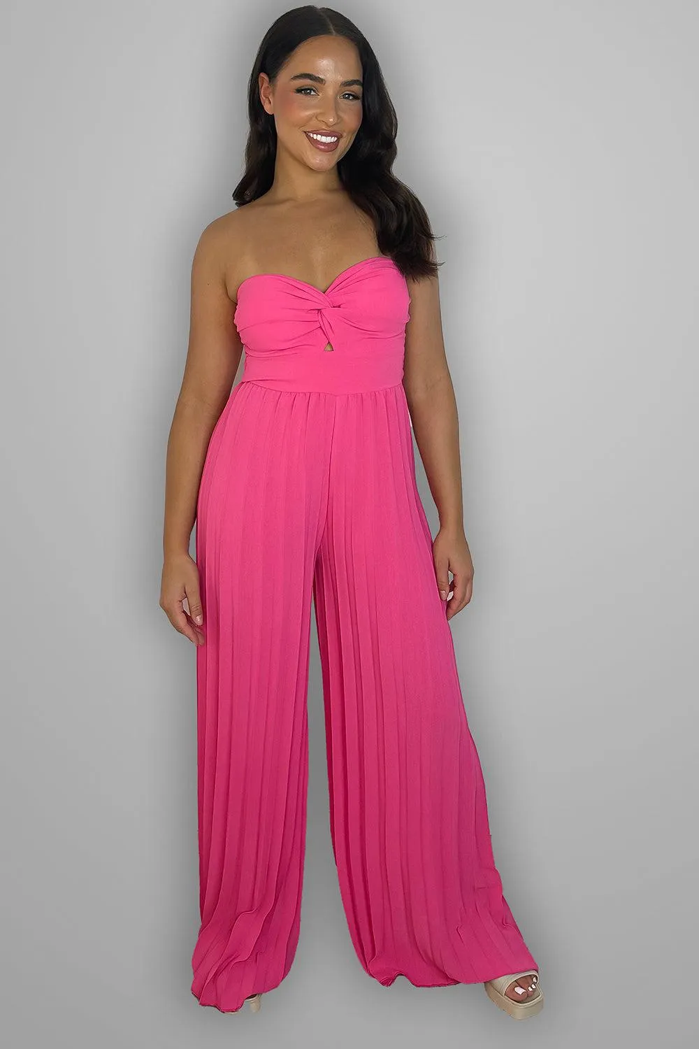 Pleated Legs Bandeau Jumpsuit