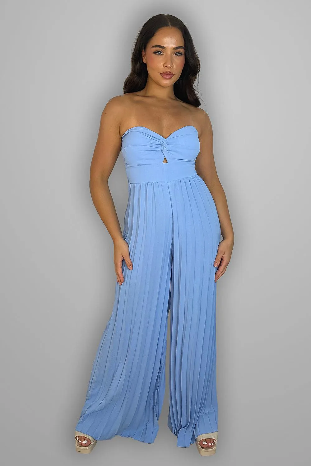 Pleated Legs Bandeau Jumpsuit