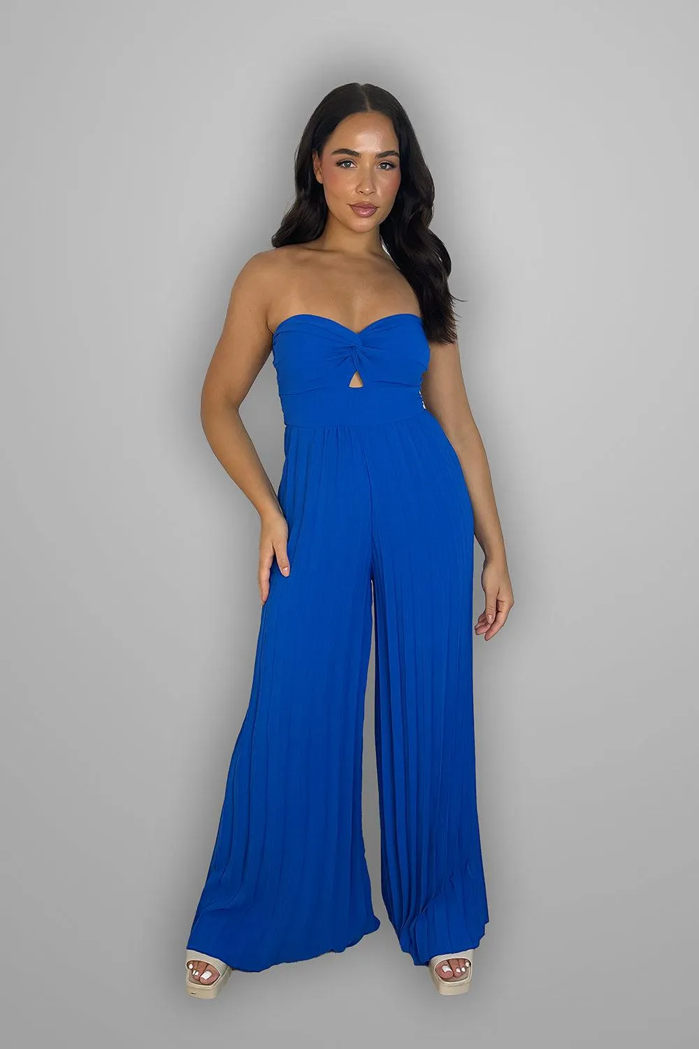 Pleated Legs Bandeau Jumpsuit