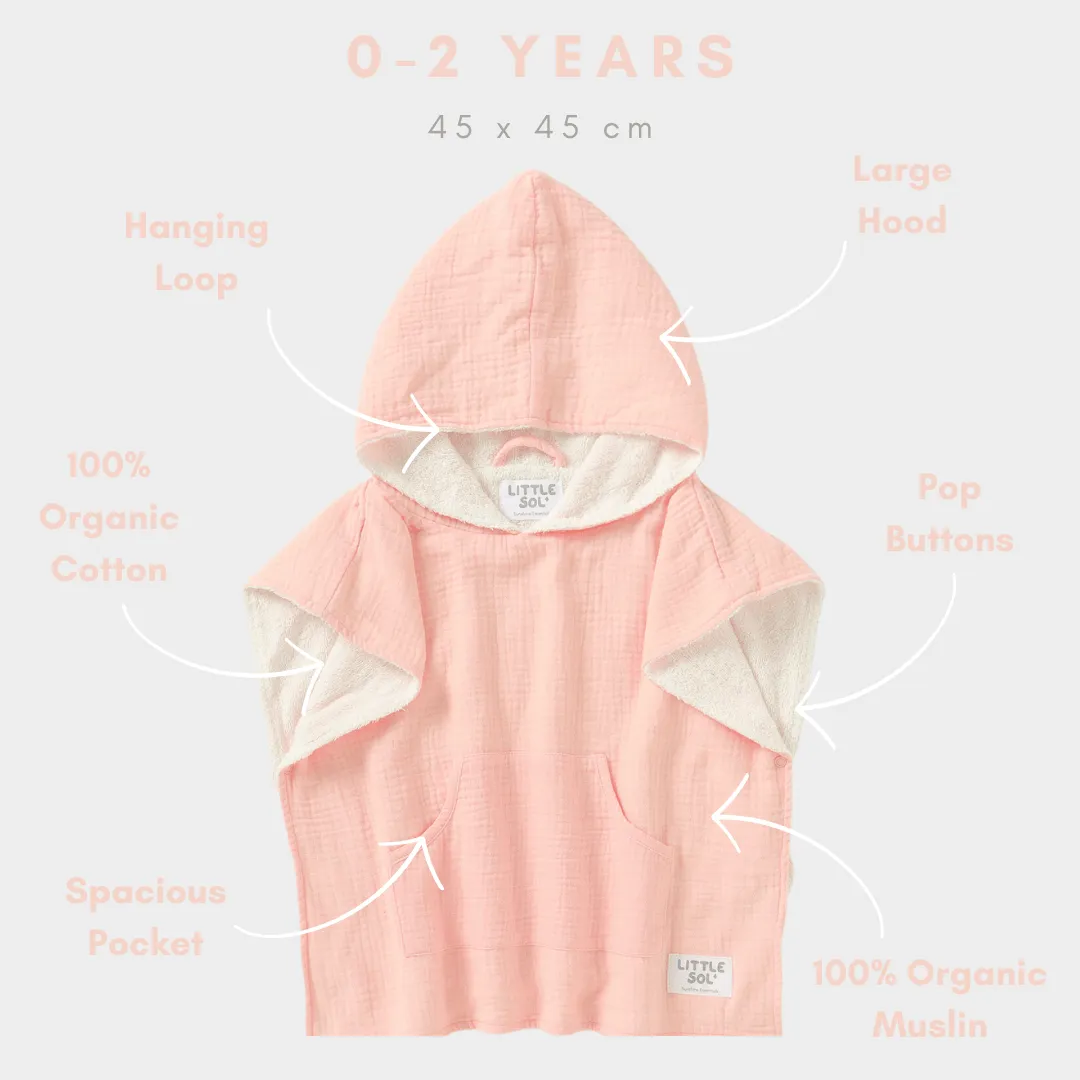 Poncho Hooded Beach Towel - Soft Pink