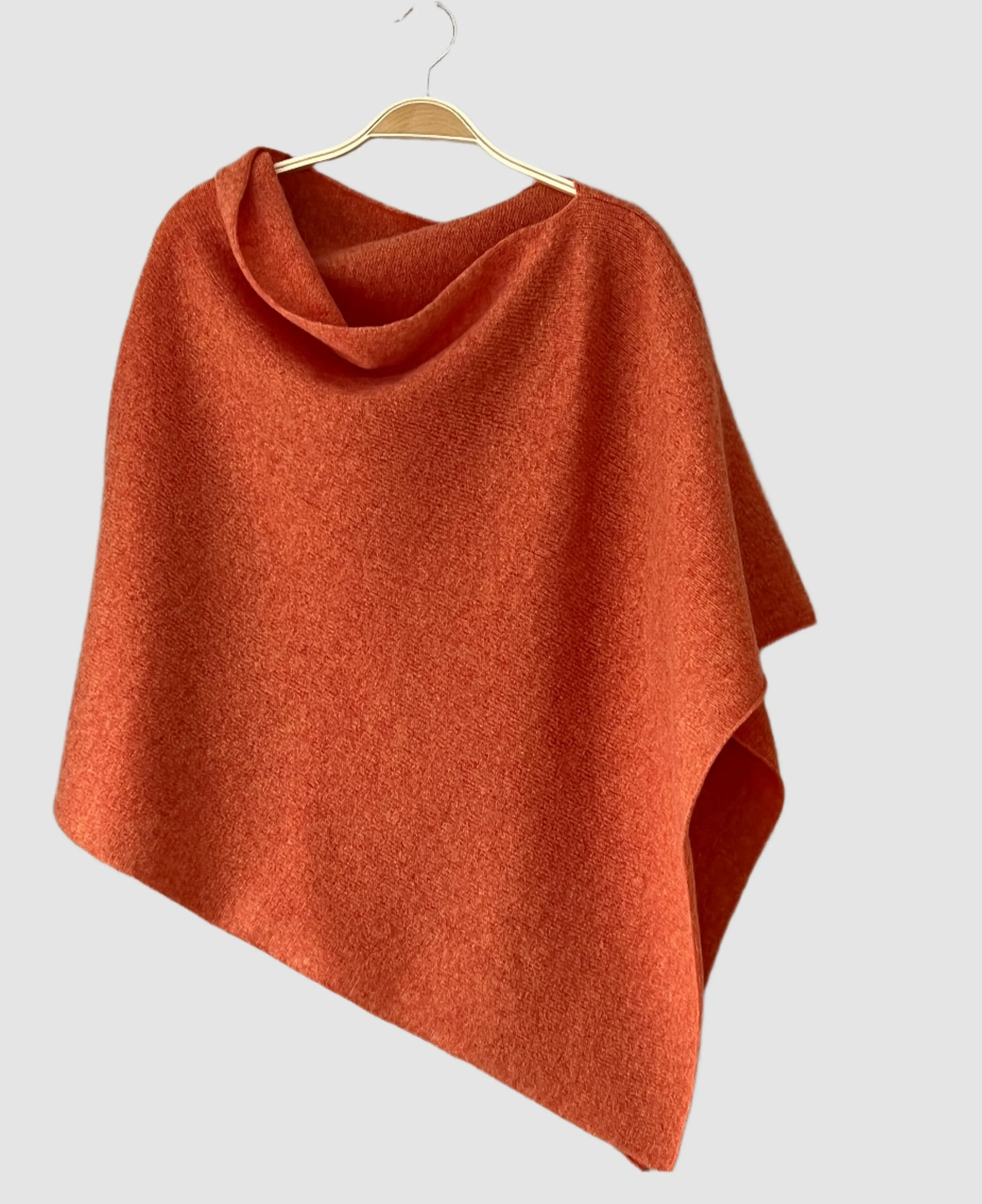 Poncho Wrap Soft Merino Lambswool Orange