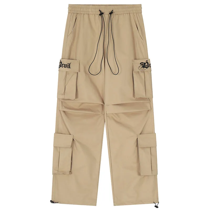 PopFlying Baggy Utility Cargo Pants Solid Color