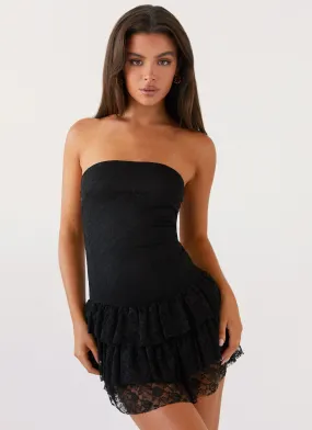 Posie Lace Tube Mini Dress - Black