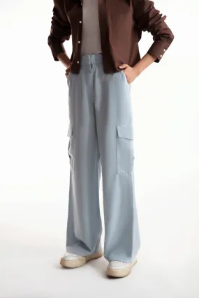 Powder Blue Crossover Wide Leg Cargo